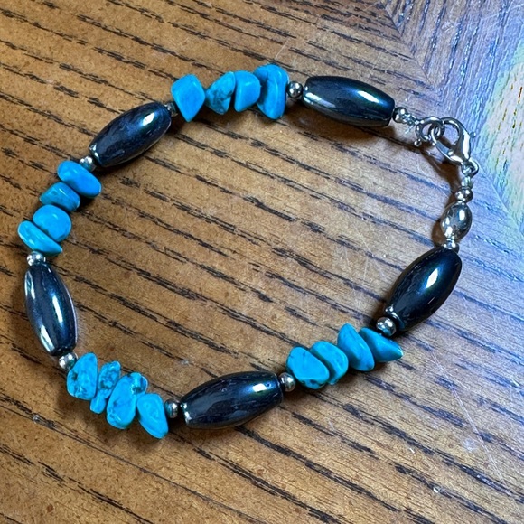 Navajo Turquoise & Ónix Bracelet - Picture 1 of 5